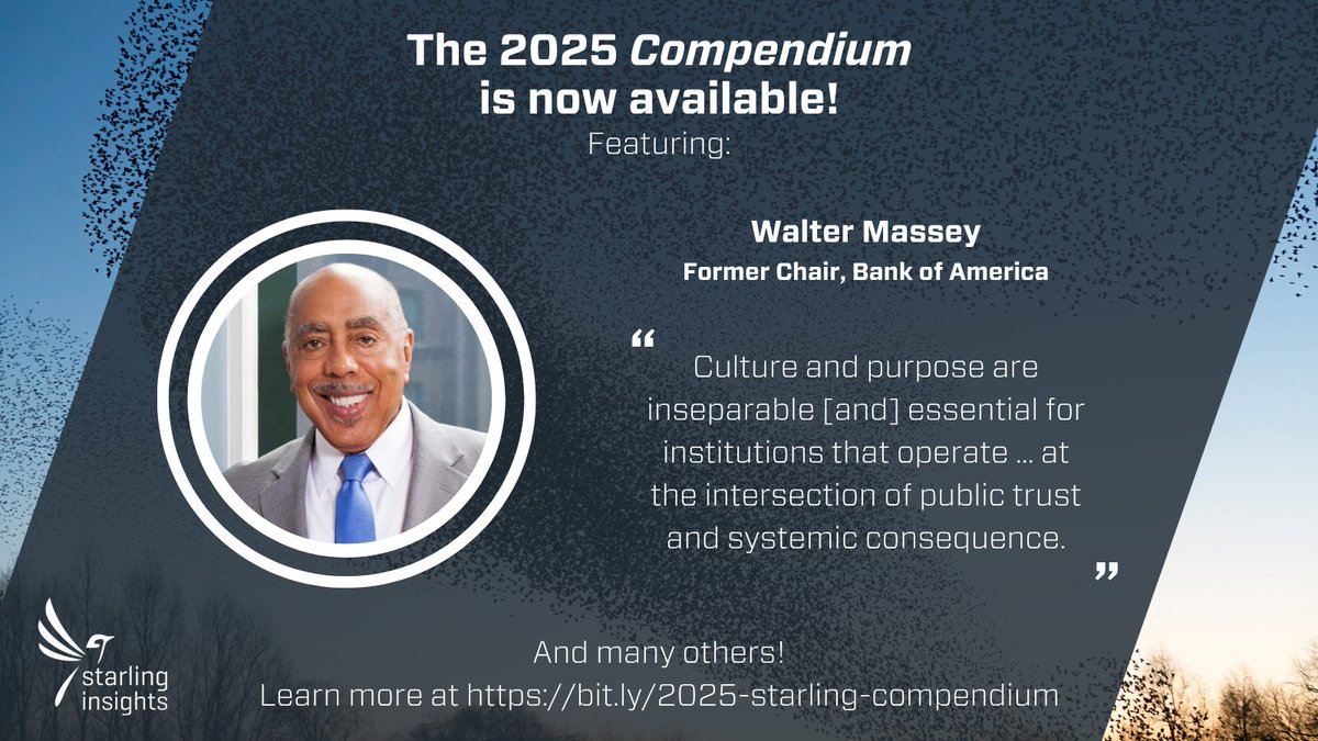 StarlingTrust's tweet image. Don't miss our interview with Walter Massey, former Chair of Bank of America, in our 2025 Compendium!
Massey served as Chair of Bank of America during the height of the Global Financial Crisis. In this interview, he looks back on his career, in which he trained as a physicist…