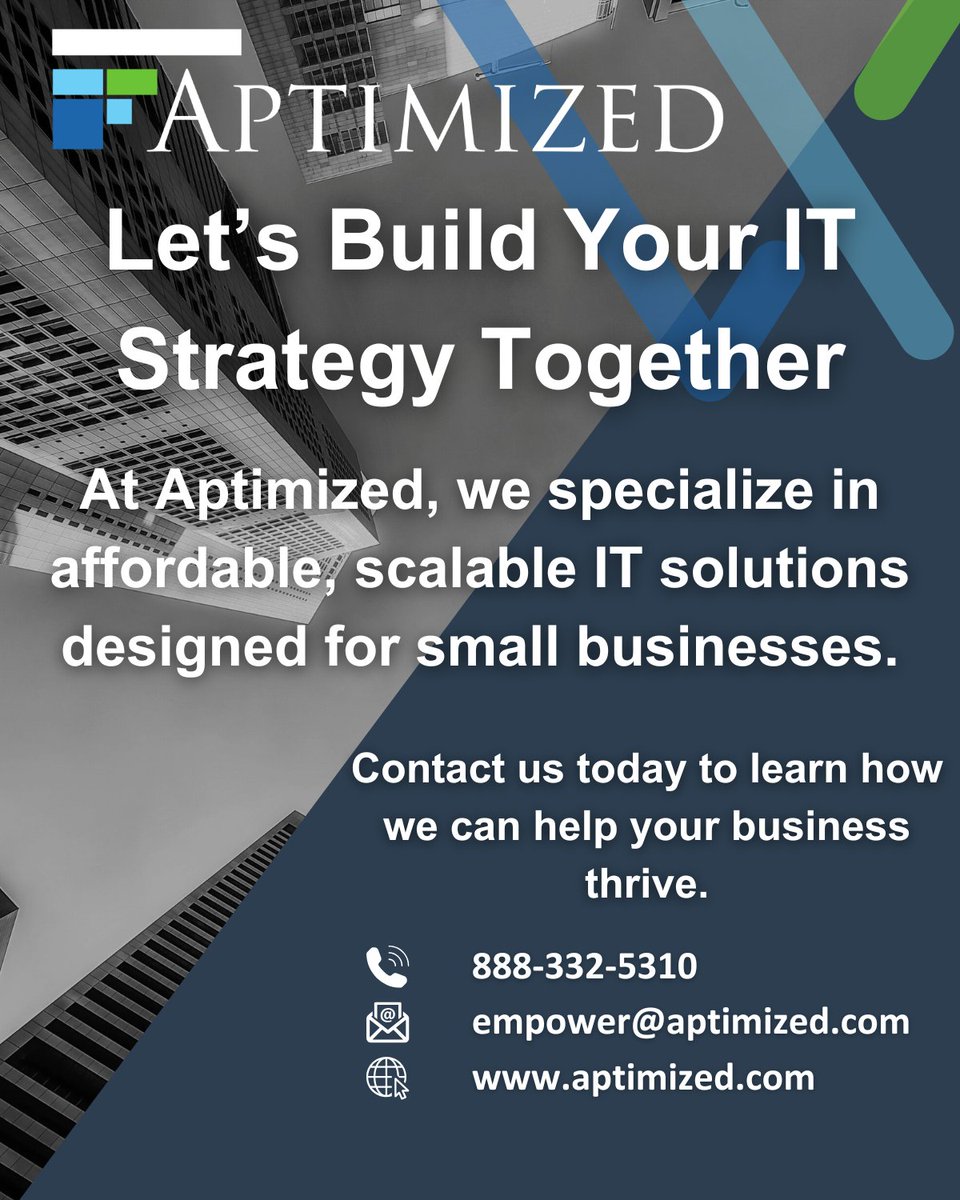 aptimized's tweet photo. Looking for affordable IT solutions for your small business? Discover budget-friendly tools that boost security and efficiency, without breaking the bank.

Learn more: https://t.co/xFlz3htxtp

#SmallBusinessIT #AffordableIT #ITSecurity #Aptimized https://t.co/Ztcyc1sTcW