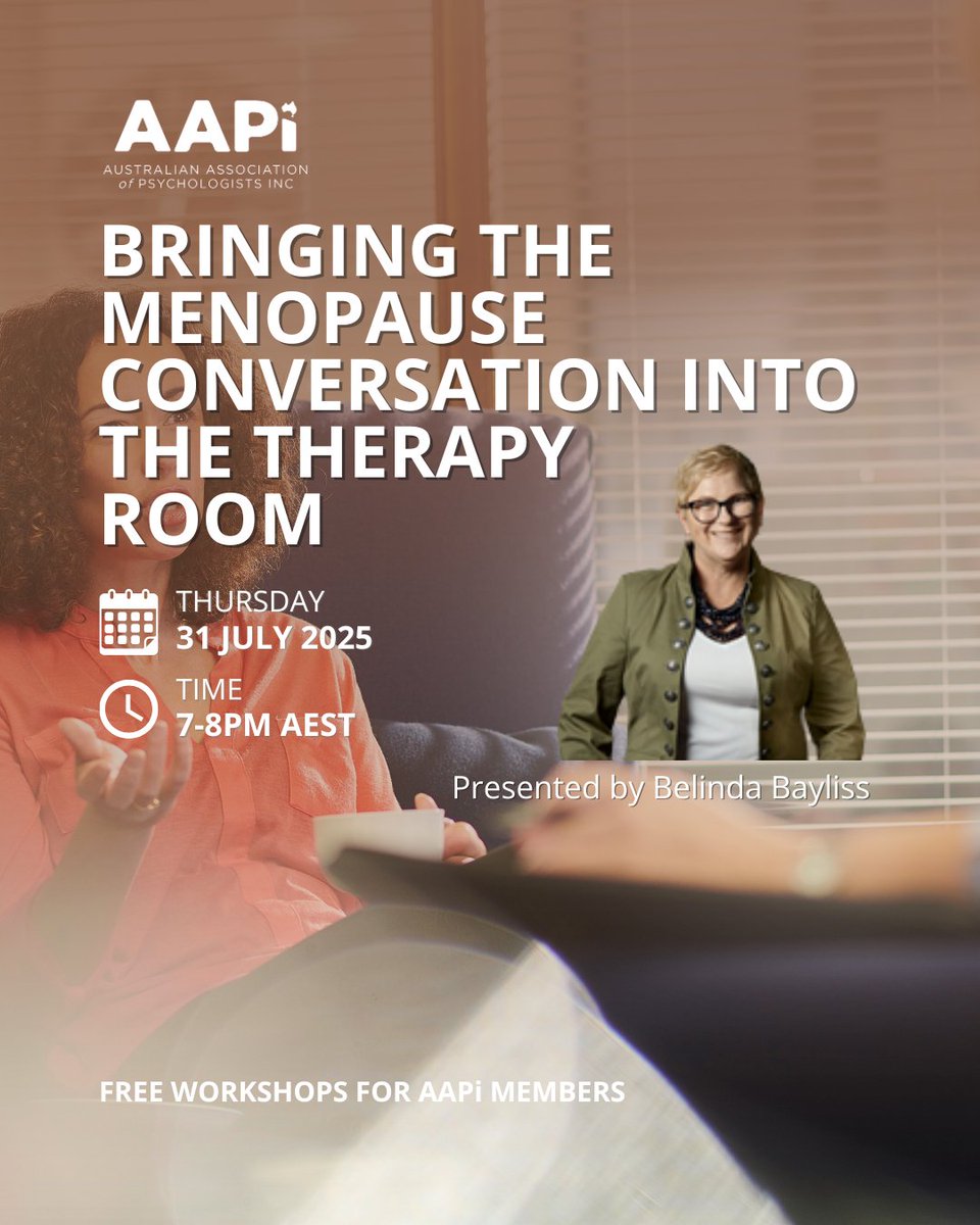 In this webinar, Belinda Bayliss - psychologist, midlife mental health educator, and founder of Flourish Beyond - invites you to reframe midlife as a powerful psychological pivot point rather than a silent struggle. 

Learn more or register here: ow.ly/3a0950W6NFQ