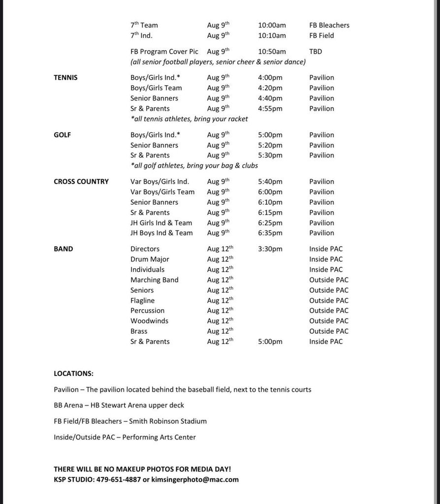 📸 Mark your calendars! Fall Sports Media Picture Day is coming in August!
