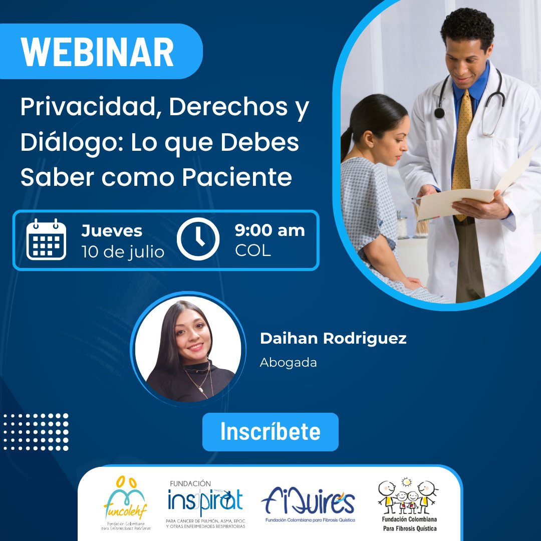 BattenFuncolehf's tweet photo. Te invitamos a nuestro Webinar: Privacidad, Derechos y Diálogo: Lo que Debes Saber como Paciente
Un espacio para conocer tus derechos en el sistema de salud, entender cómo se protege tu información médica y fortalecer la comunicación

-Inscripciones:
https://t.co/2enIJW6hFH https://t.co/vI00q0f9w0