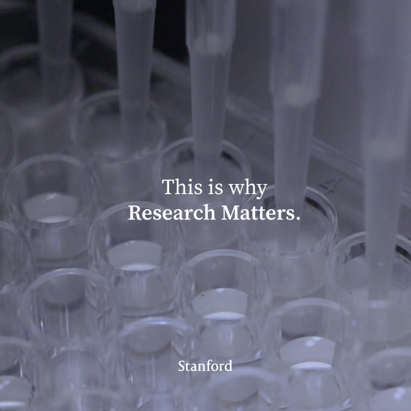 Stanford's tweet photo. Groundbreaking innovations that begin in Stanford labs flow freely into private industry to improve human well-being, fuel the economy, and strengthen American competitiveness. 🔬