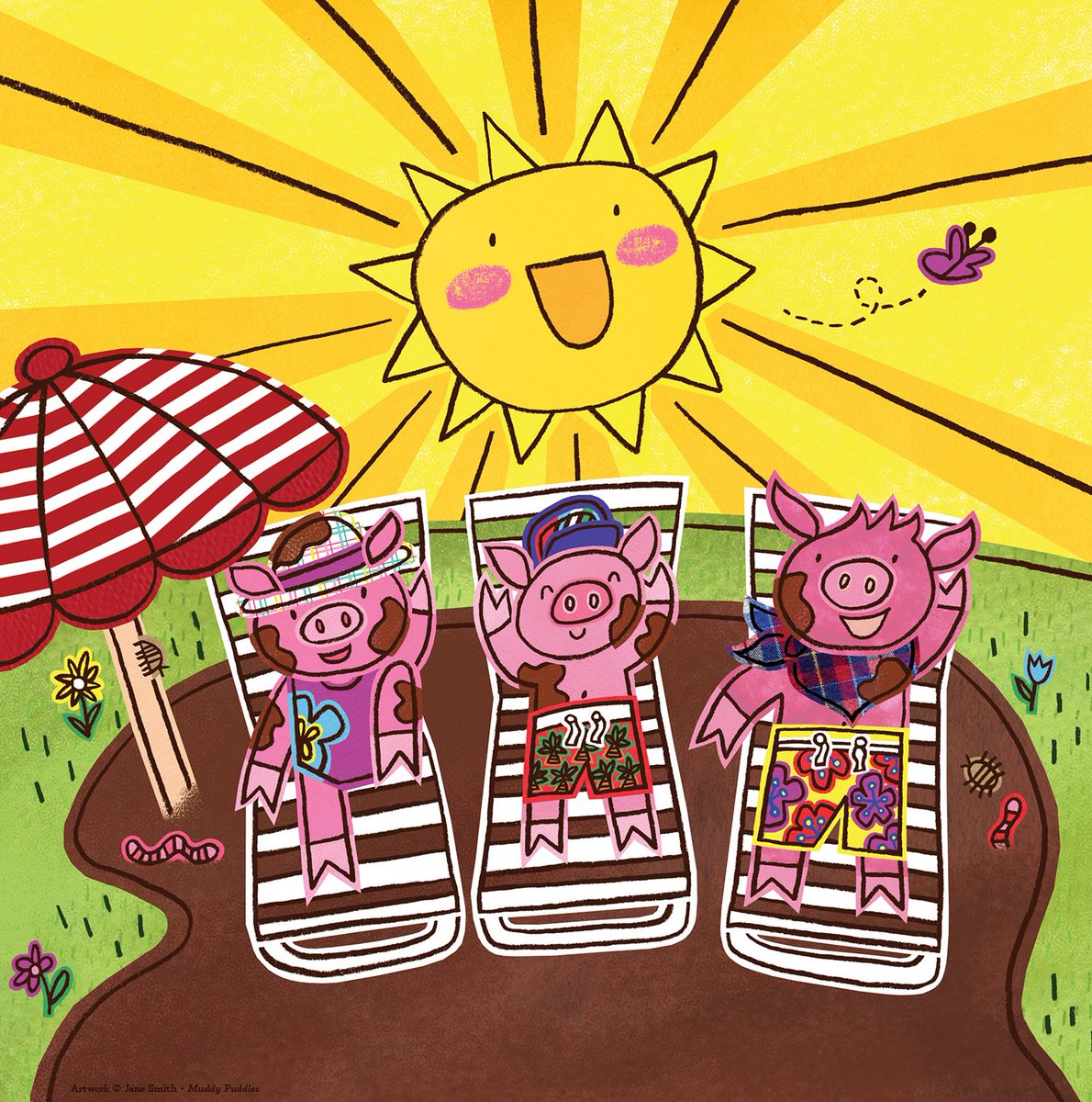 🎉 Happy Summer! Hope you're enjoying the sunshine as much as #MuddyPuddles #pig &amp; his friends!
🐷 READ the #picturebook MUDDY PUDDLES by celebrated children's musician Laura Doherty!
📚 LINK in bio!
#summerreading #bookstoread #childrensbook #picturebook #kidlit #funnybook #read