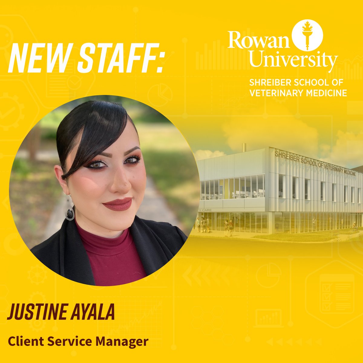Meet the team: The Shreiber School of Veterinary Medicine of Rowan University welcomes Justine Ayala, Client Service Manager.