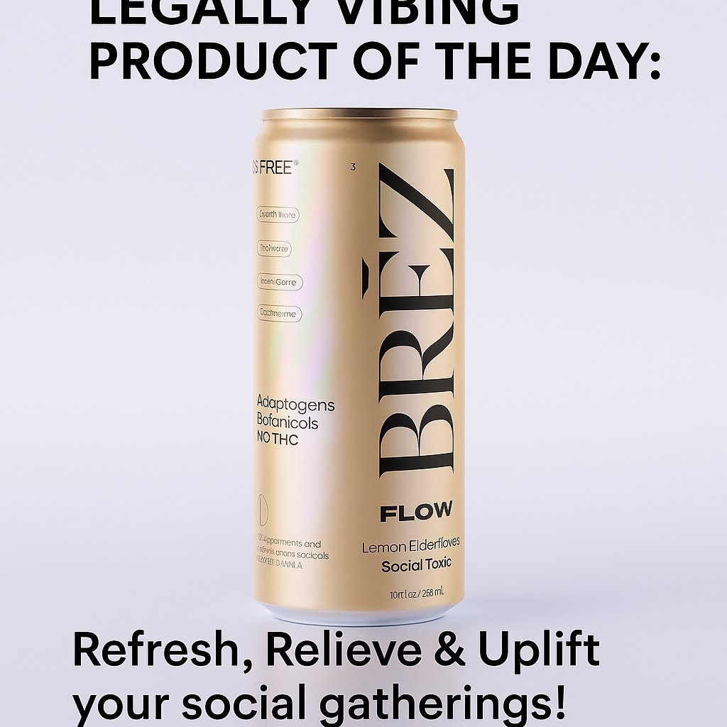 VibingLegally's tweet image. Legally Vibing Product of the Day: Check out Flow by BRĒZ! This refreshing drink offers a unique blend of Lion’s Mane, Cacao, and Black Seed Oil, designed to provide a relieving, social, and uplifting experience. Perfect for those seeking to elevate their social gatherings with a…