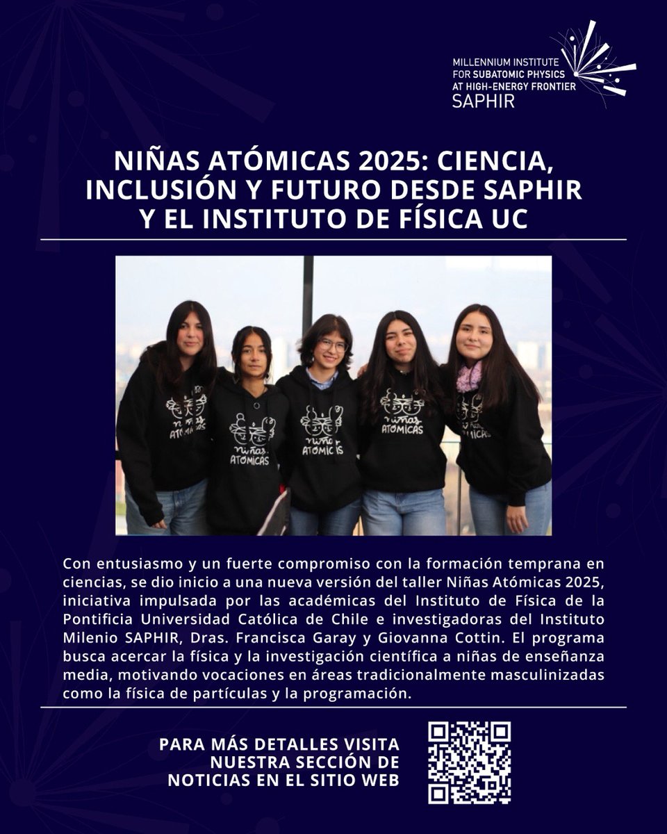 Instituto Milenio Saphir (@institutesaphir) on Twitter photo Durante la jornada del jueves 26 de junio, las participantes del taller recibieron una visita especial por parte de María Elena Boisier, Directora de Investigación de la Pontificia Universidad Católica de Chile.
<a href="/InvestigacionUC/">Dirección de Investigación UC</a> <a href="/ucatolica/">Universidad Católica</a> <a href="/min_ciencia/">Ministerio de Ciencia</a>
institutosaphir.cl/ninas-atomicas… Durante la jornada del jueves 26 de junio, las participantes del taller recibieron una visita especial por parte de María Elena Boisier, Directora de Investigación de la Pontificia Universidad Católica de Chile.
<a href="/InvestigacionUC/">Dirección de Investigación UC</a> <a href="/ucatolica/">Universidad Católica</a> <a href="/min_ciencia/">Ministerio de Ciencia</a>
institutosaphir.cl/ninas-atomicas…