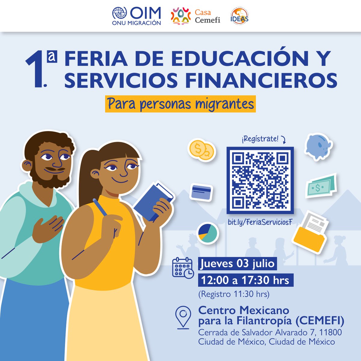 📷¿Eres una persona #MigranteEnMéxico y quieres mejorar tus finanzas o conocer cómo hacer uso de servicios bancarios, créditos o seguros? La 1.ª Feria de Educación y Servicios Financieros para personas #migrantes es para ti.

📷Enlace de registro 📷forms.cloud.microsoft/e/rcLbiUSZAc