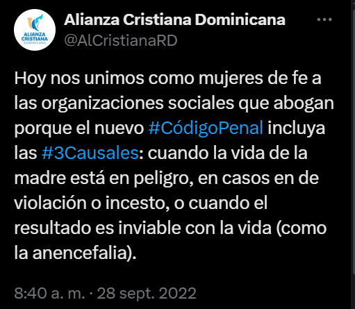 juvenalbrenes's tweet photo. ¿Alianza Cristiana Dominicana? Formada por progresistas, se hacen pasar por cristianos pero ocultan una agenda proaborto tras símbolos provida. ¿Y amar al prójimo? Para estos impostores, un no nato no importa. ¡Repudiémoslos! Gracias @lorenmontalvo. #ConservadorRD #ProvidaRD https://t.co/PkMSjzPsIy