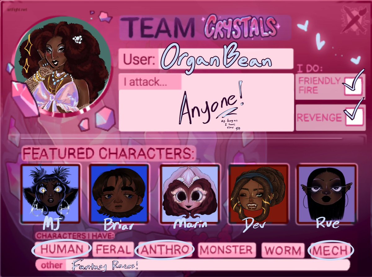 OrganBean's tweet image. Artfight 2025 Attack Thread 💞
#artfight2025 #Artfightteamcrystals