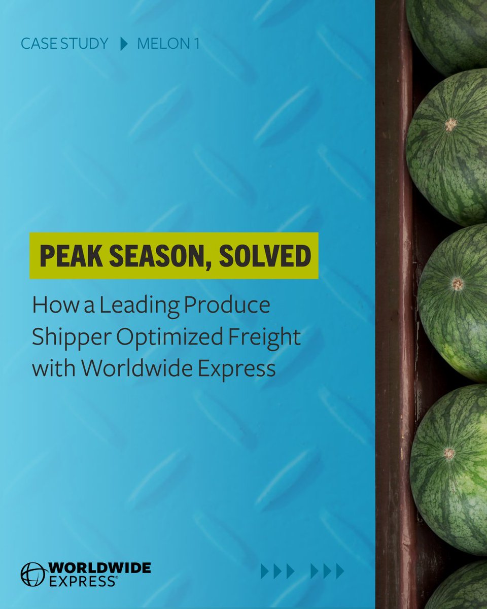 CorporateWWE's tweet image. 🍉 @OfficialMelon1 struggled with missed pickups and carrier shortages.
Worldwide Express brought the solution—and 45,000+ FTL carriers.
Contact us today to see how Worldwide Express can improve your shipping. bit.ly/3Io257D #LogisticsWin #WWEX