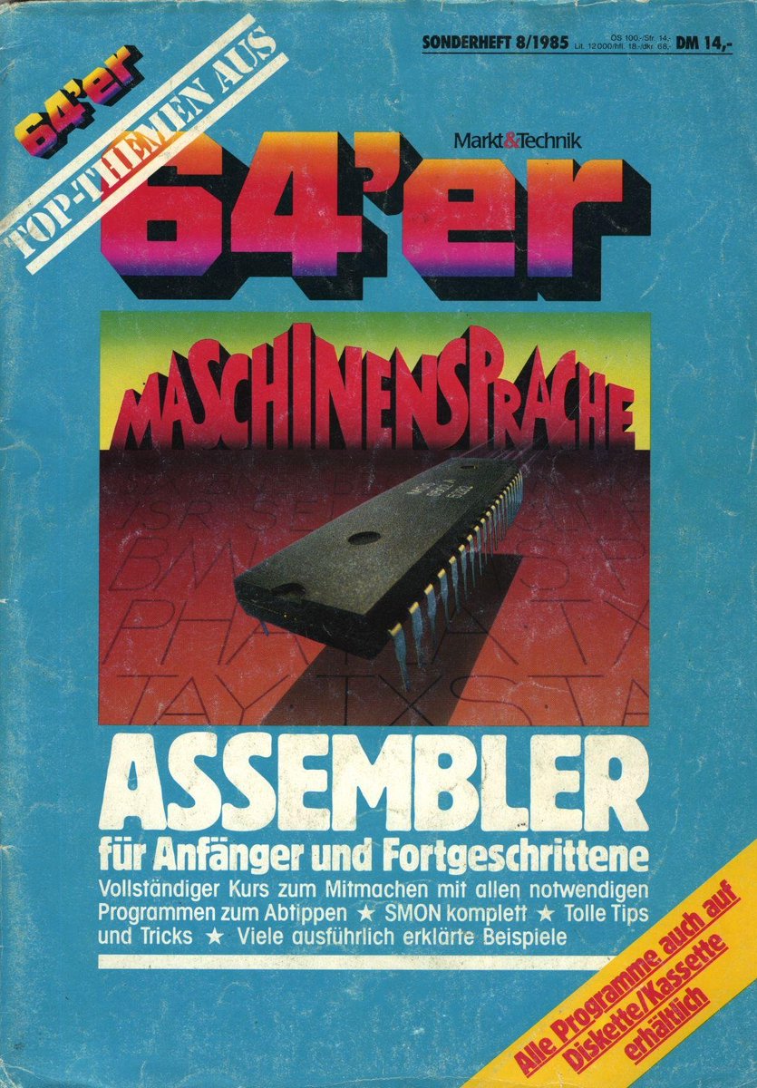 Retrojournal_de's tweet image. 64’er Sonderheft 8/1985 – Maschinensprache &amp;amp; Assembler!
🔧Für Einsteiger &amp;amp; Fortgeschrittene
📚Vollständiger Kurs zum Mitmachen
💾Programme zum Abtippen, SMON komplett
✨Viele Tricks &amp;amp; ausführliche Beispiele
📼Auch auf Disk/Kassette erhältlich!
#C64 #Assembler #Maschinensprache