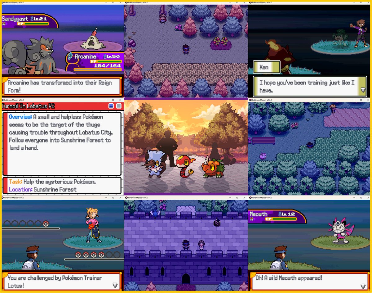 MajestyPokemon's tweet photo. BTW! Our game is now officially playable and available to the public!

We're still in the beta stages so expect bugs, placeholders, and more but if you'd like to get your hands on Pokemon Majesty, join our Discord! (Its in our bio)

#pokemon #fangame #fakemon #gamedevelopment https://t.co/Gd38YxVoAw