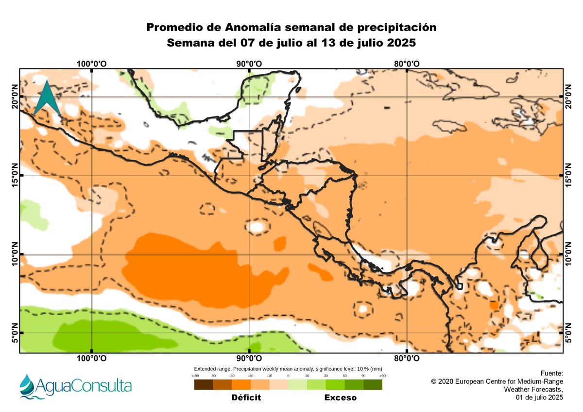 gtClaudio's tweet photo. De a poco se establecerá la “canícula” en el país, más sensible en el centro, occidente, oriente y sur del país #climagt

Julio con lluvias por debajo del promedio, así luce el pronóstico anomalía de lluvia para las próximas semanas. Canícula: disminución de lluvia no época seca https://t.co/Ww41YaZLYE