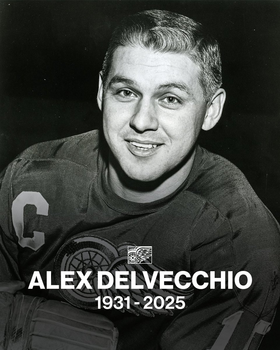 DetroitRedWings's tweet image. #RedWings mourn the passing of franchise icon and Hall of Famer Alex Delvecchio.

Full story » bit.ly/delvecchio_