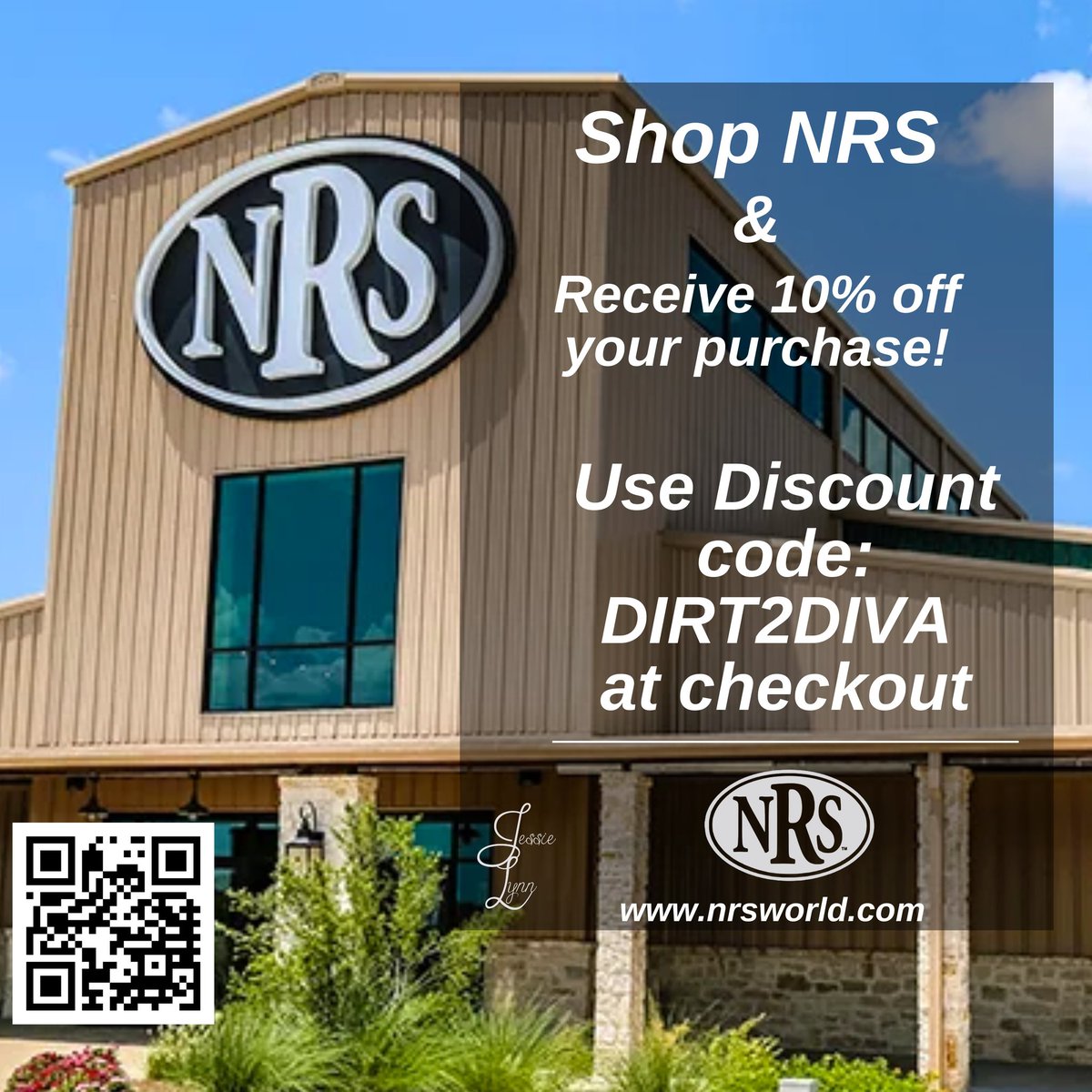 .<a href="/JessieLynnJL/">Jessie Lynn®</a> Saddle Up for Summer Savings! Whether you're hitting the road, the arena, or the ranch, <a href="/NRSworld/">NRSworld</a> has everything you need this summer! Stock up on your favorite gear and use code: DIRT2DIVA at checkout to save some serious cash! nrsworld.com