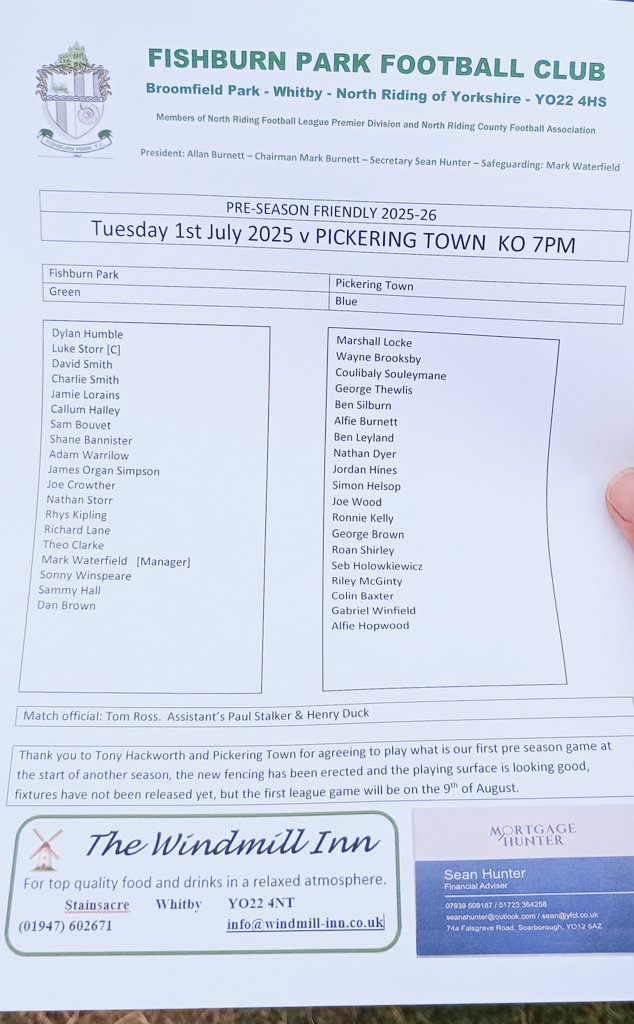 #Groundhopping #Northyorkshire #whitbydistrict @ Bloomfield park <a href="/EskdaleSchool/">Eskdale School</a> for <a href="/ParkFishburn/">Fishburn Park Football Club</a> <a href="/NRFLOfficial/">North Riding League</a> (step 7) v <a href="/PickeringTownFC/">Pickering Town FC</a> <a href="/NCEL/">Macron NCEL</a> premier division (step 5) KO 1900 game number 21 with JP #newgroundalert #friendly Enclosed newly railed flat well draining open pitch