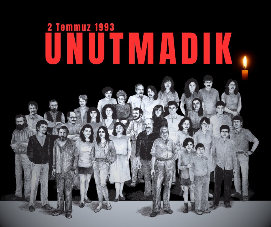 2 Temmuz 1993’te Sivas'ta Madımak Otelinde katledilen canları saygı be özlemle anıyorum.
#unutMADIMAKlımda
