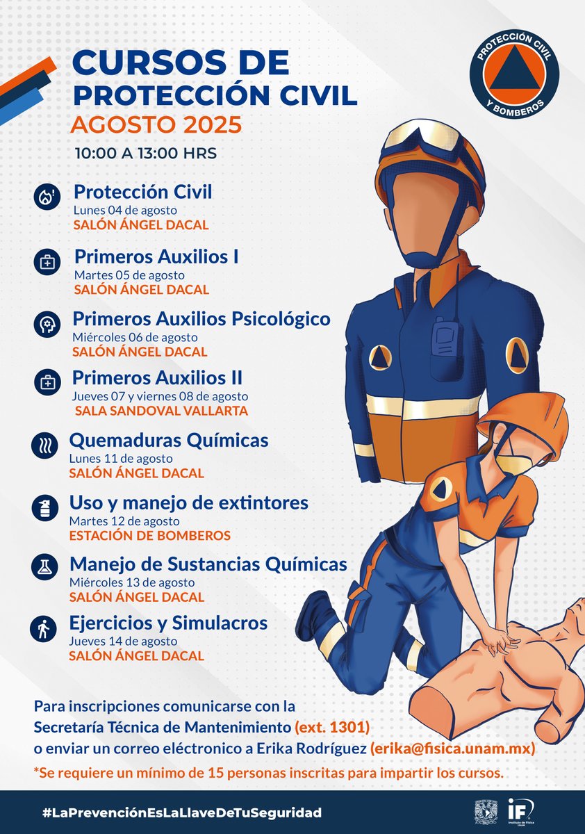 Si eres miembro de la comunidad IFUNAM, inscríbete a los cursos de protección civil que tendremos próximamente 👇