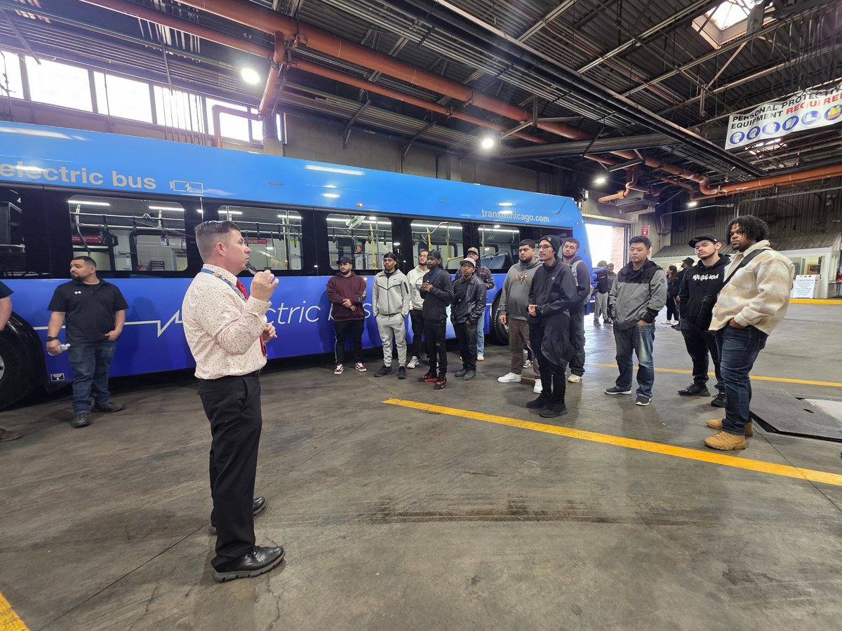 Our Take Charge EV candidates, powered by our partnership with <a href="/ComEd/">ComEd</a> had an unforgettable experience with the <a href="/cta/">cta</a>! Participants took a behind-the-scenes tour of CTA’s Electric Bus operations, learned about the future of sustainable transit and explored career opportunities.