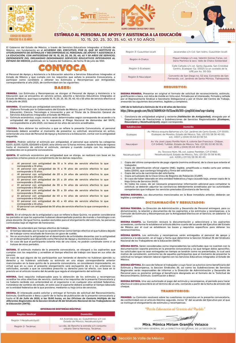 🟠 𝙇𝙖 𝘿𝙞𝙧𝙚𝙘𝙩𝙞𝙫𝙖 𝙙𝙚 𝙡𝙖 𝙎𝙚𝙘𝙘𝙞𝙤́𝙣 𝟯𝟲 𝙮 𝙚𝙣 𝙥𝙖𝙧𝙩𝙞𝙘𝙪𝙡𝙖𝙧 𝙣𝙪𝙚𝙨𝙩𝙧𝙖 𝙎𝙚𝙘𝙧𝙚𝙩𝙖𝙧𝙞𝙖 𝙂𝙚𝙣𝙚𝙧𝙖𝙡, 𝙈𝙩𝙧𝙖. 𝙈𝙤́𝙣𝙞𝙘𝙖 𝙈𝙞𝙧𝙞𝙖𝙢 𝙂𝙧𝙖𝙣𝙞𝙡𝙡𝙤 𝙑𝙚𝙡𝙖𝙯𝙘𝙤, 𝙧𝙚𝙘𝙤𝙣𝙤𝙘𝙞𝙚𝙣𝙙𝙤 𝙡𝙖 𝙞𝙢𝙥𝙤𝙧𝙩𝙖𝙣𝙩𝙚 𝙡𝙖𝙗𝙤𝙧 𝙦𝙪𝙚