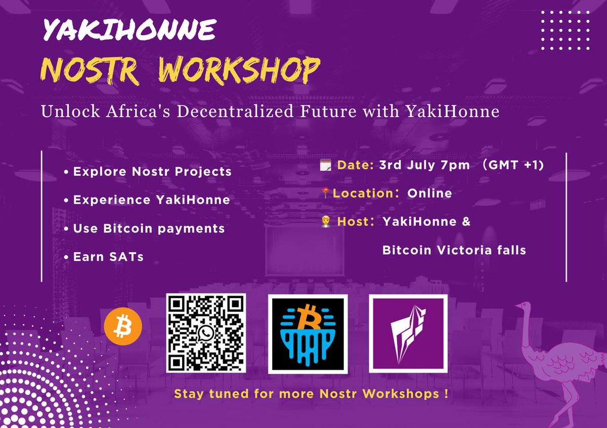 YakiHonne (@yakihonne) on Twitter photo Decentralized Social Media: The Future is Here! 🚀
Yakihonne is excited to partner with <a href="/BitcoinVicFalls/">Bitcoin Victoria Falls</a> host workshop ! Through these sessions, we aim to empower young builders to explore censorship-resistant, open, and user-owned social media — unlocking new opportunities for Decentralized Social Media: The Future is Here! 🚀
Yakihonne is excited to partner with <a href="/BitcoinVicFalls/">Bitcoin Victoria Falls</a> host workshop ! Through these sessions, we aim to empower young builders to explore censorship-resistant, open, and user-owned social media — unlocking new opportunities for