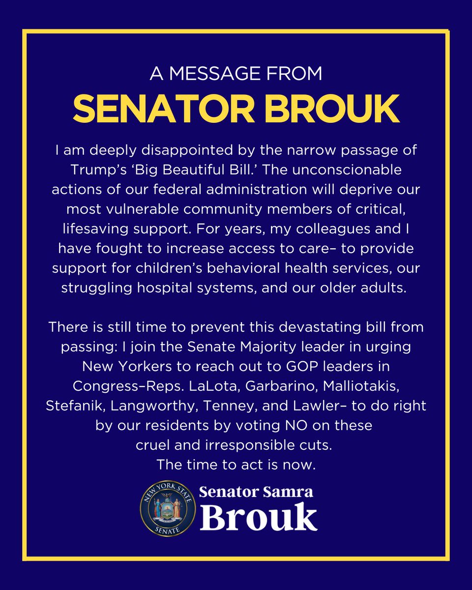 SenatorBrouk's tweet image. My statement on the Senate passing the One Big Beautiful Bill agenda.