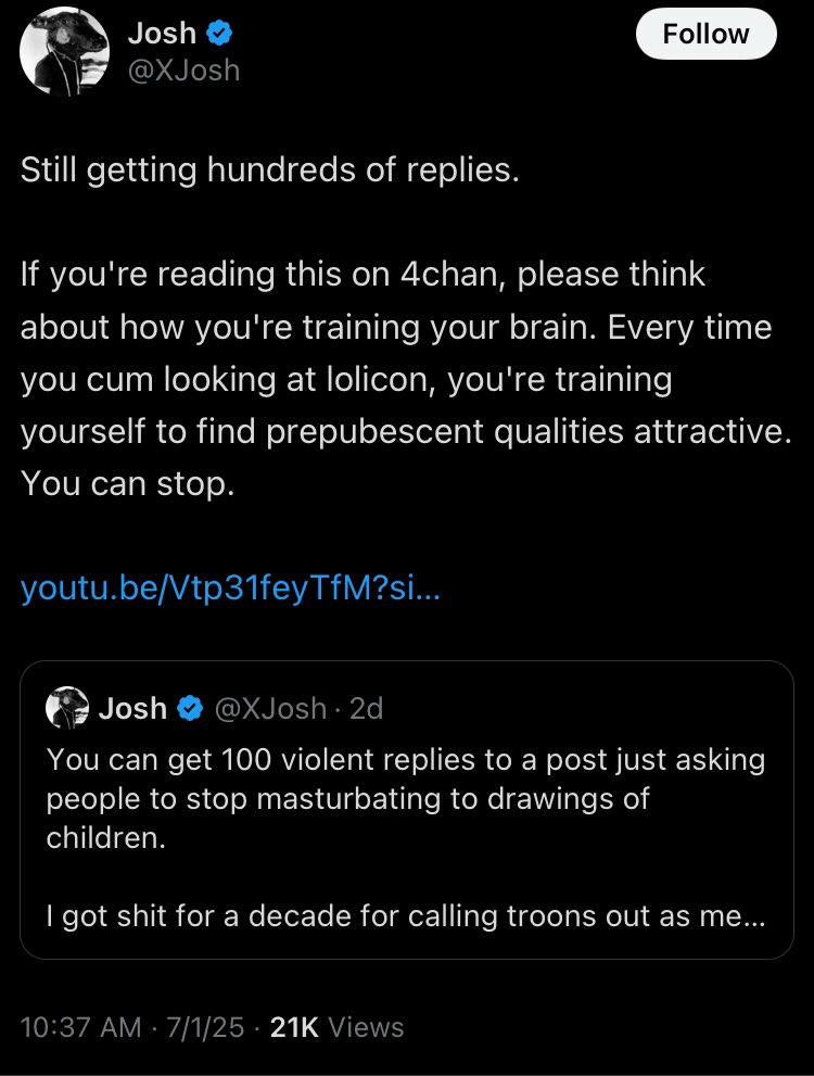 antoids's tweet image. These are the sort of posts I wouldn’t make if I had a documented history of jacking off to illustrations of little boys getting fucked.

I guess Null is just built different!