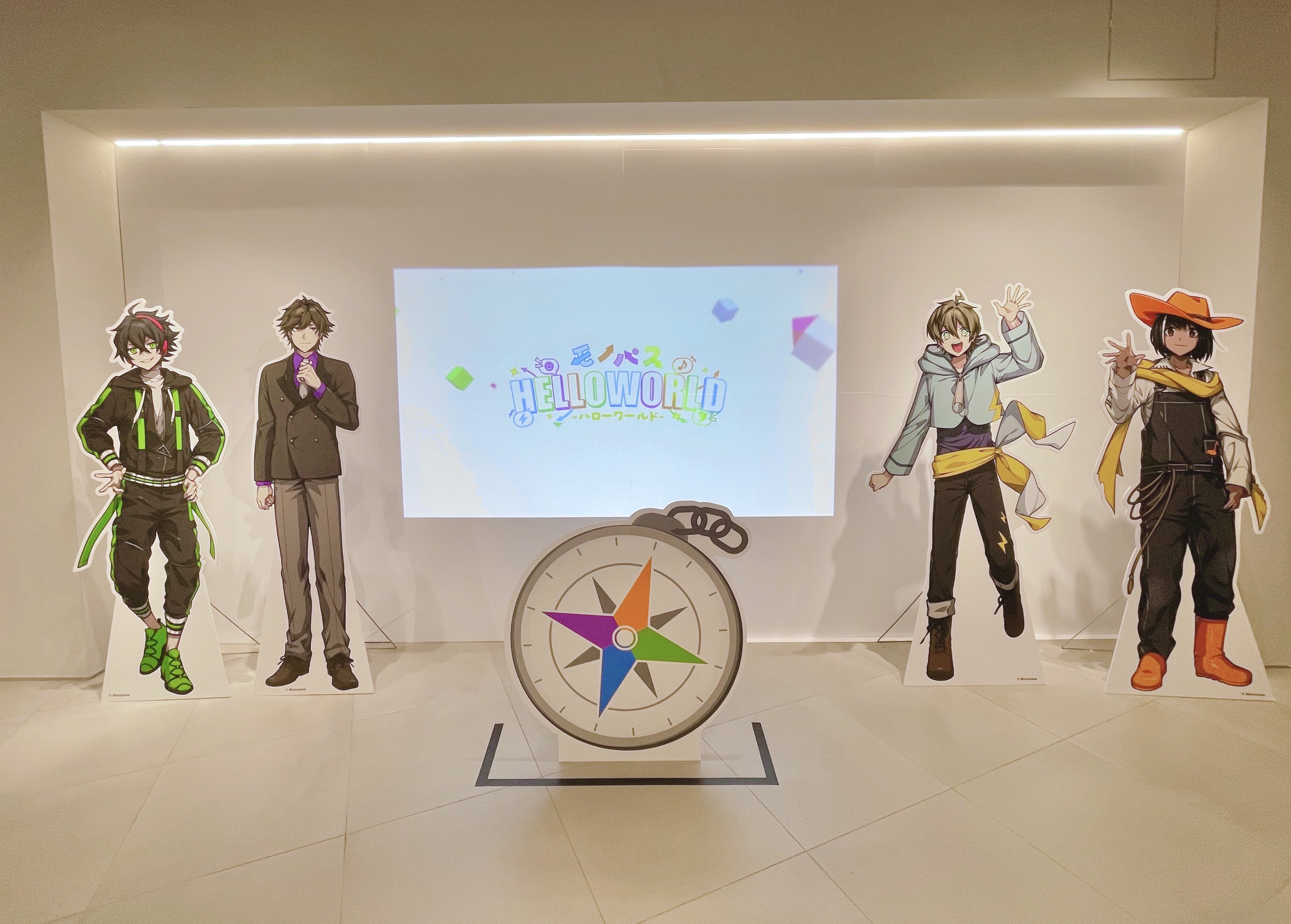 モノパス ハローワールド 缶バッジ、チェキ風カード スマイル