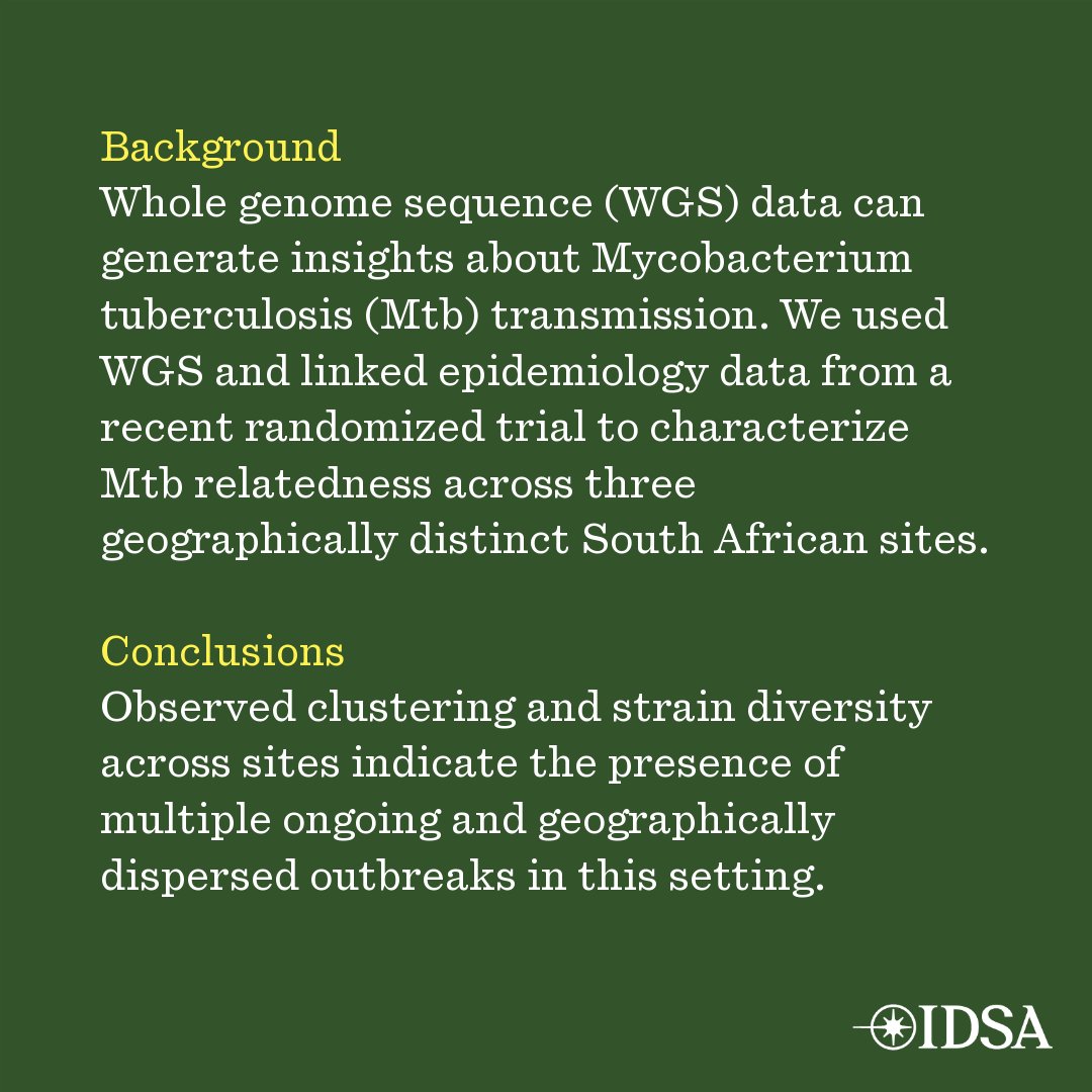 Molecular epidemiology of Mycobacterium tuberculosis across three distinct geographic sites in South Africa

✅ Just Accepted
🔗 bit.ly/4n8fssx