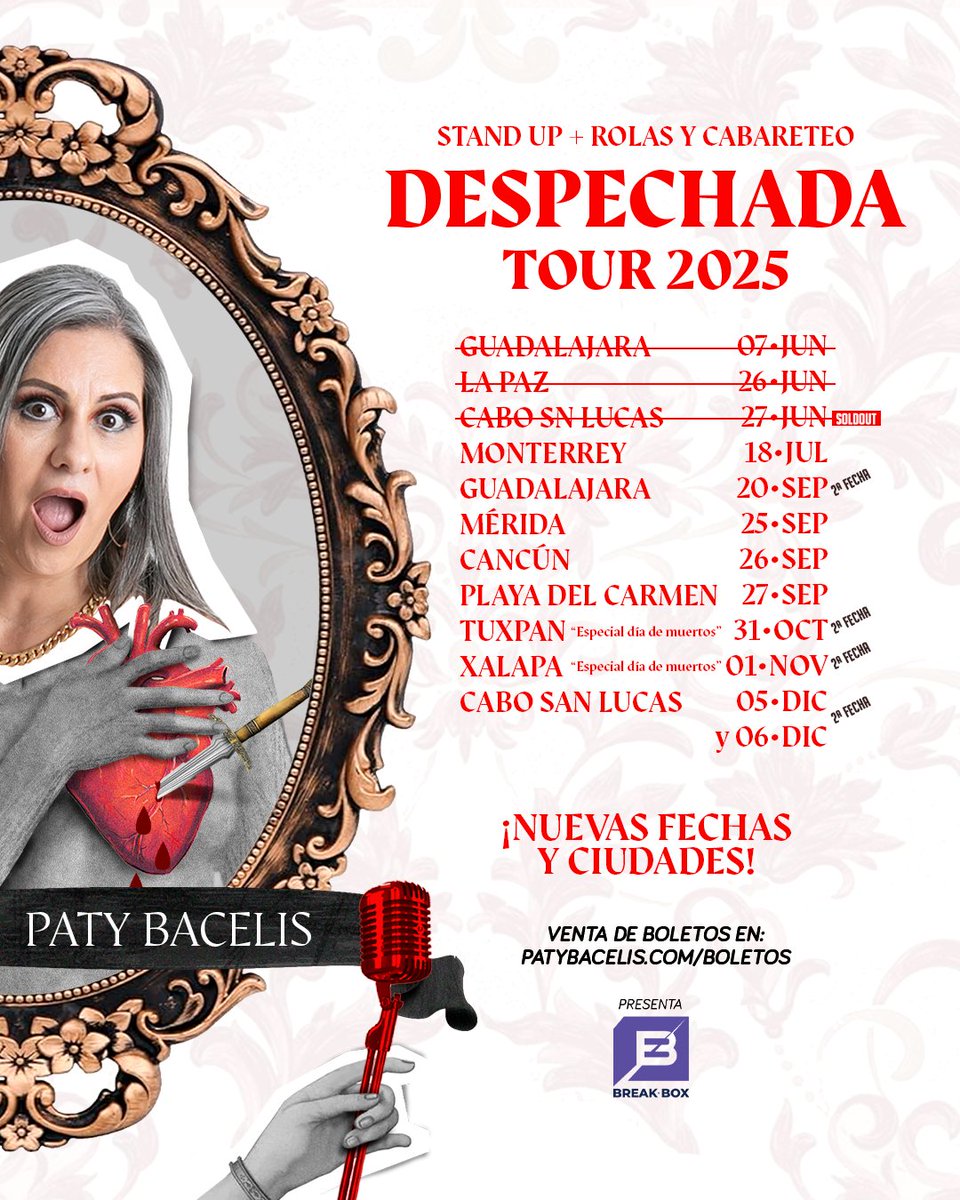 NUEVAS CIUDADES, NUEVAS FECHAS.
GRACIAS A TODOS.
Y EL GRAN CIERRE EN CDMX, Lo estaremos anunciando con tiempo para que se arme LA FIESTA!!!
Tal vez salgan un par de ciudades más, estén pendientes.