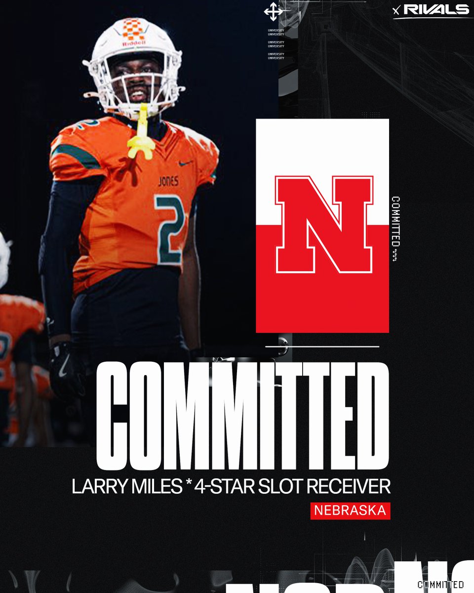 Tim Verghese (@timverghese) on Twitter photo BREAKING: Nebraska stays hot, lands four-star slot WR Larry Miles 
"It's got everything you need here. You're going to be taken care of here for sure"
READ: on3.com/sites/inside-n… BREAKING: Nebraska stays hot, lands four-star slot WR Larry Miles 
"It's got everything you need here. You're going to be taken care of here for sure"
READ: on3.com/sites/inside-n…