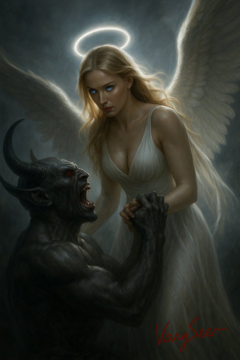 WalentynowiczR's tweet photo. In the endless struggle between light and darkness, even demons tremble at the wrath of a true angel. The moment where fear meets fury โ and only one can prevail.
#DarkFantasy #CryptoArt #DigitalLegends https://t.co/7dyKoijBo1