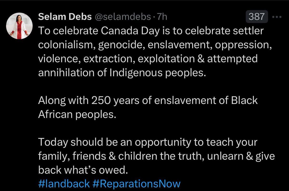 Canada never had black slavery.  Nobody owes anybody anything for a problem that never happened here.

This is just race grifting for profit.