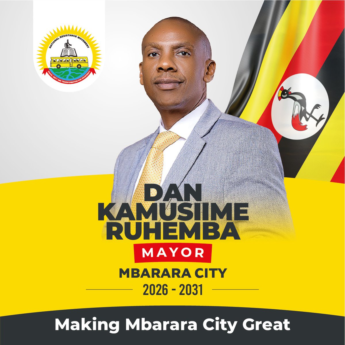 RegionMk's tweet image. 'Happy New month wishes to fellow countrymen and women & to the entire people of our great City - Mbarara City' message from the incoming Mayor @DanRuhemba25