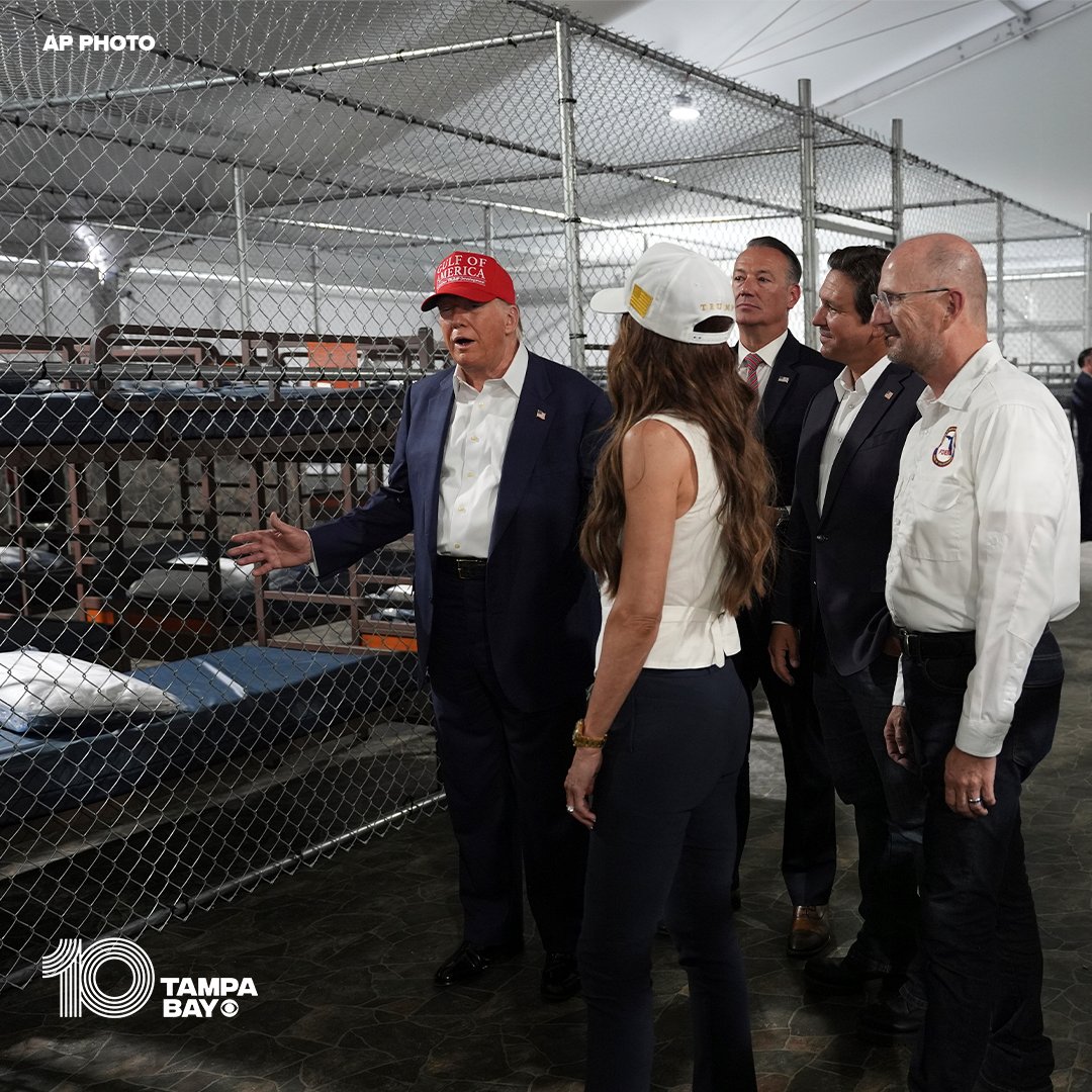 ALLIGATOR ALCATRAZ: President Donald Trump on Tuesday toured the new immigration detention center surrounded by alligator-filled swamps in the Florida Everglades. wtsp.com/article/news/n…