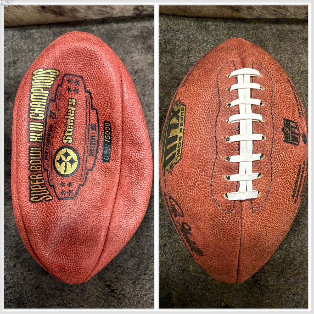 Coachsedfb's tweet image. One Pittsburgh Steelers Super Bowl XLIII commemorative football repaired for a client in Florida.  If you need this service, contact me.
CoachSedFBRepair.com