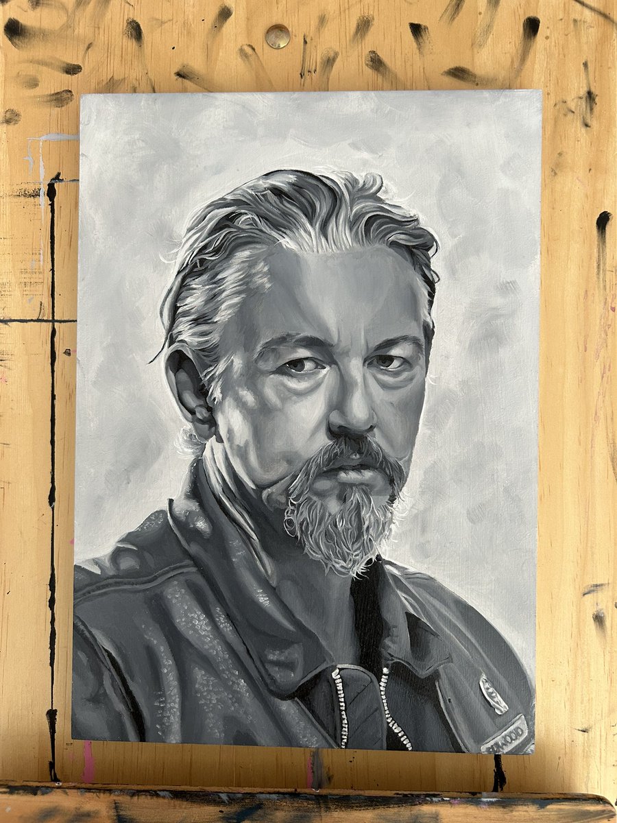 ChalkiCharli's tweet image. Might do a SOA oil painting series 👀
Started with the painting of @KimFCoates and just finished Tommy Flanagan’s 💪
#soa #sonsofanarchy #art