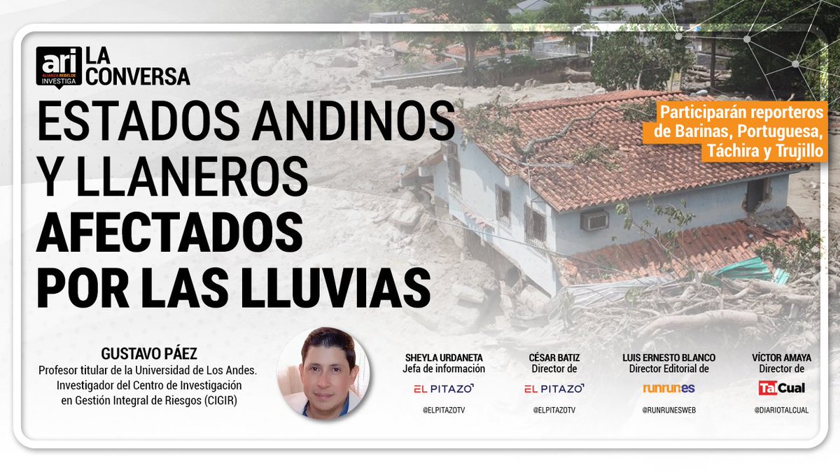 nelsonbocaranda's tweet image. Ocho mil familias afectadas, casi 400 casas afectadas y por lo menos 25 puentes destruidos ha sido, hasta el momento, el saldo de las torrenciales lluvias que han tenido lugar en estos días en Venezuela.
Hoy en #LaConversaARI 🗣️discutiremos cómo esto impacta no solo a las…