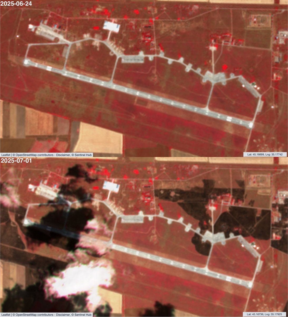 bayraktar_1love's tweet image. 🛰️ Low-resolution satellite imagery shows the Russian Kirovskiy military airfield in Crimea, taken three days after the recent attack.

The imagery reveals numerous burn marks across the airbase. Prior to the strike, the base hosted around a dozen aircraft. Following the attack,…