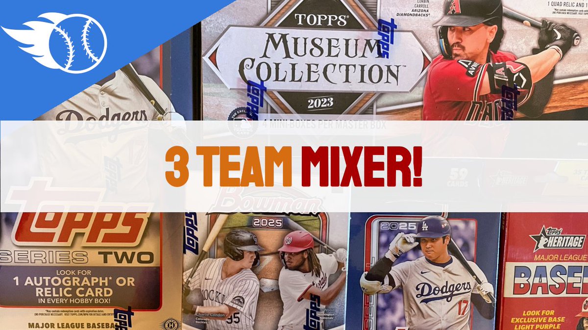LongBallCards's tweet image. TONIGHT! Absolutely crazy deal. 3 team mixer with 2023 Topps Museum Collection, 2025 Series 2 Hobby and more. $49/spot!! #thehobby #cardbreaks #topps #bowman 

longballcards.com/products/july-…