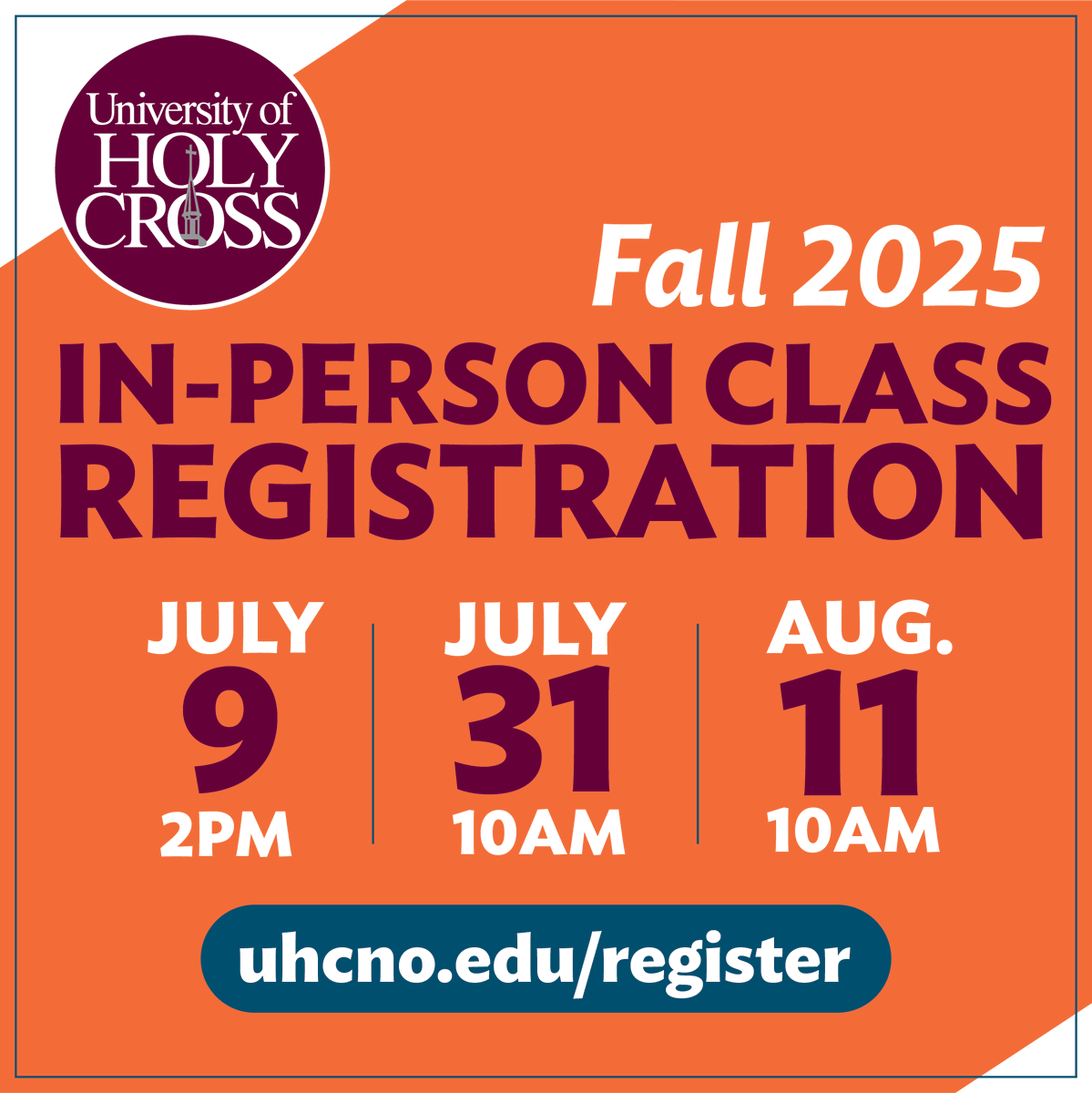 Time to get your Fall 2025 classes on the books! 🗓️
Come to In-Person Registration on July 9 from 2–4PM at UHC.

✔️ Personalized advising
✔️ Class schedule help
✔️ Support with next steps

Fall classes start 8/18—don’t wait!

📍 Student Lounge | ✅ RSVP: uhcno.edu/register