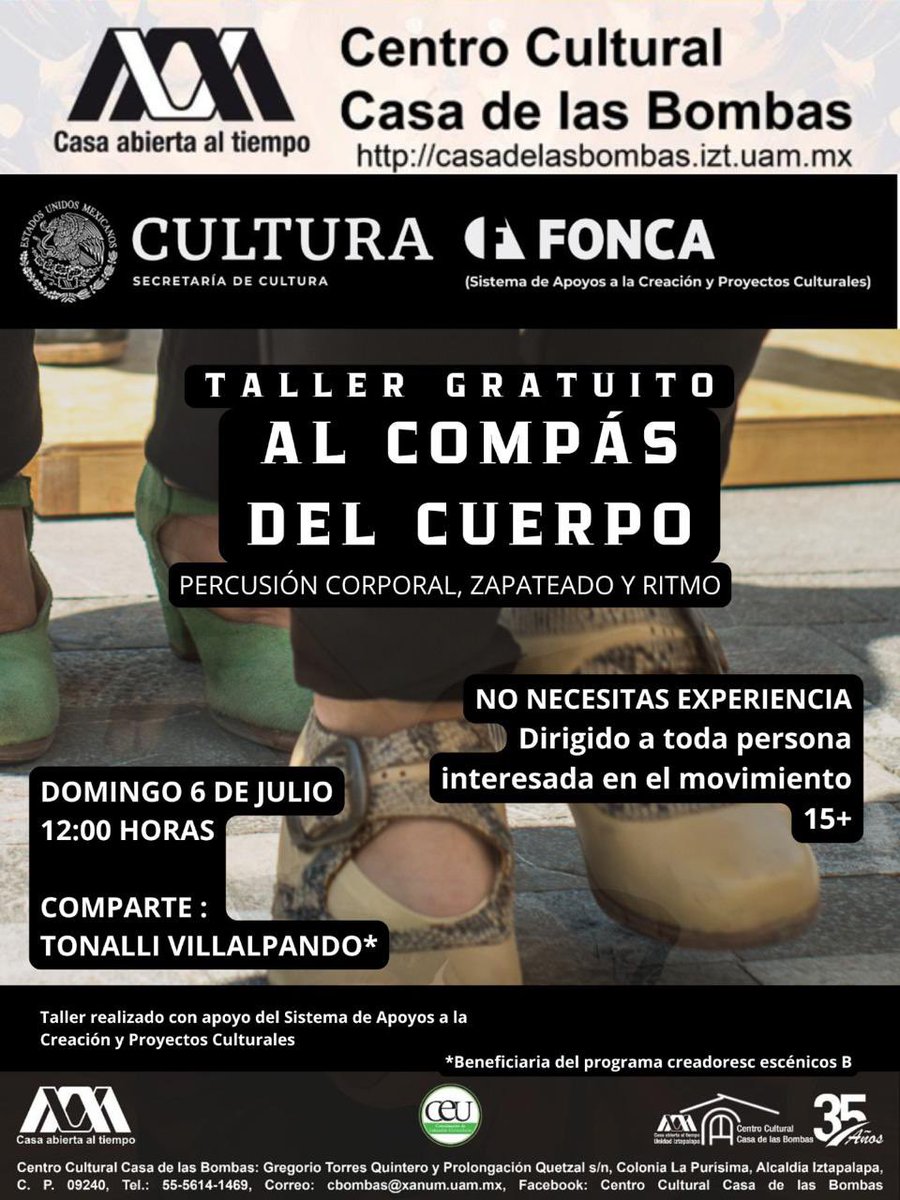 #AgendaCulturalUAMI 
#sóloenCasadelasBombas 
casadelasbombas.izt.uam.mx