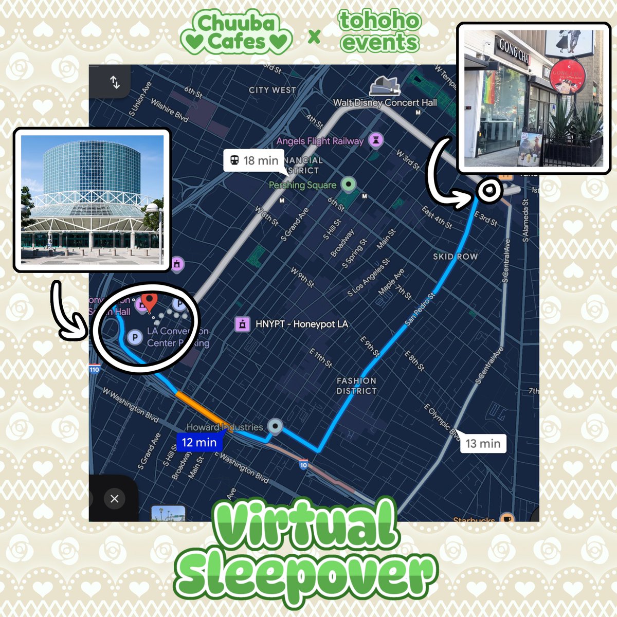 If you’ll be in the area tomorrow for AX Day 0, why not go to our Virtual Sleepover event, a small, fan-run gathering for fans of Dokibird, Dooby3D, Nimi Nightmare &amp; Mint Fantome! 

The event will be held in Gong Cha, located in Little Tokyo!

#chuubatohoho