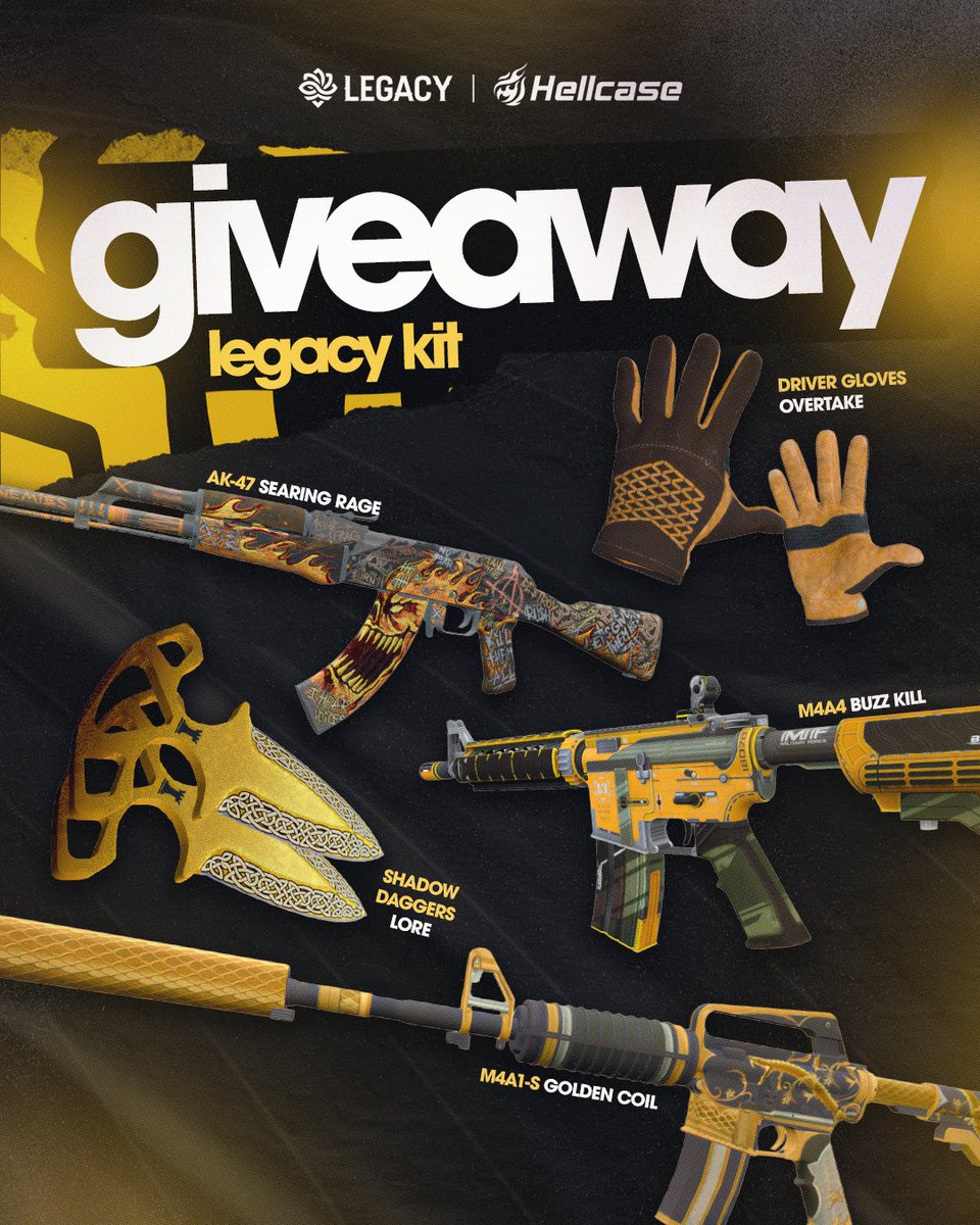 Tá com saudade da Legacy jogando, né?
Pra te animar, vamos de sorteio na <a href="/hellcasecom/">Hellcase🔥</a>!

Olha o kit que tá te esperando 👀 💛

Participe agora em: 
hellcase.com/giveaways/user…