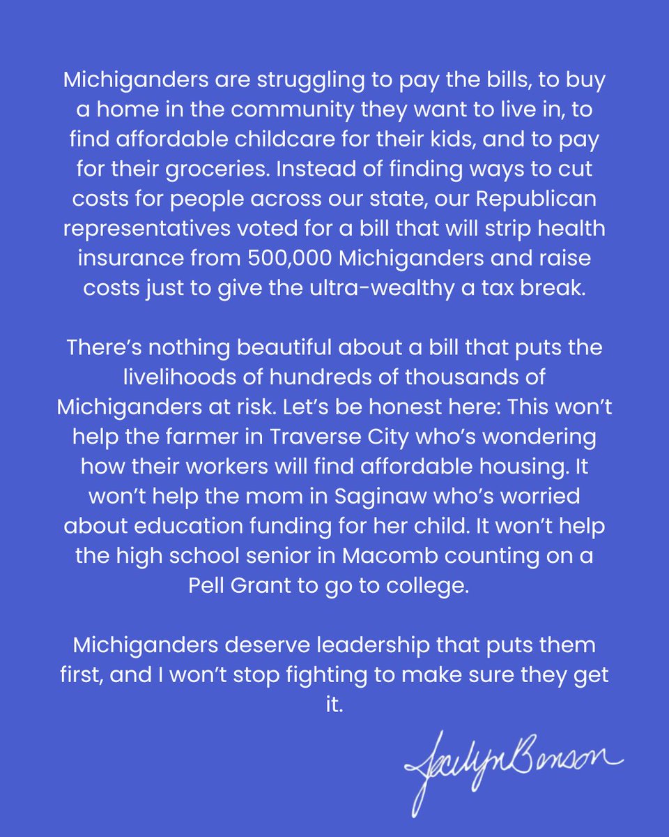 JocelynBenson's tweet image. There’s nothing beautiful about a bill that puts the livelihoods of hundreds of thousands of Michiganders at risk.