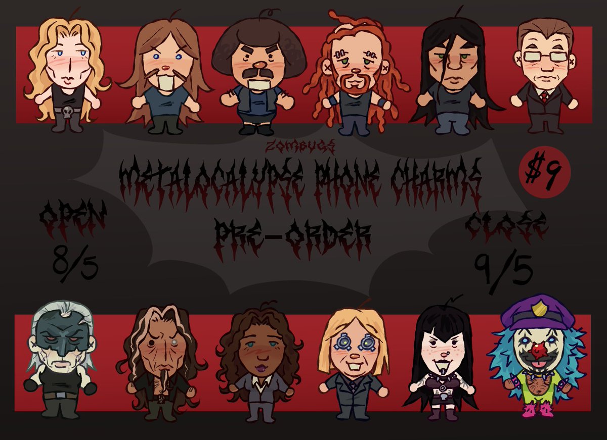 Z0MBUGS's tweet image. ⛓️ FINAL MTL CHARM/STICKER PRE-ORDERS ⛓️

last chance EVER to get any of my metalocalypse merch! thank you so much for the continued support :,-)

🖤DROPPING TOMORROW [7/3] AT 1PM EST
🖤CLOSING [7/20]
🖤SOLD THRU KO-FI