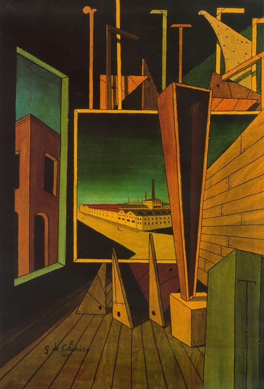 artistdechirico's tweet image. Geometric composition with factory landscape #artbots #dechirico