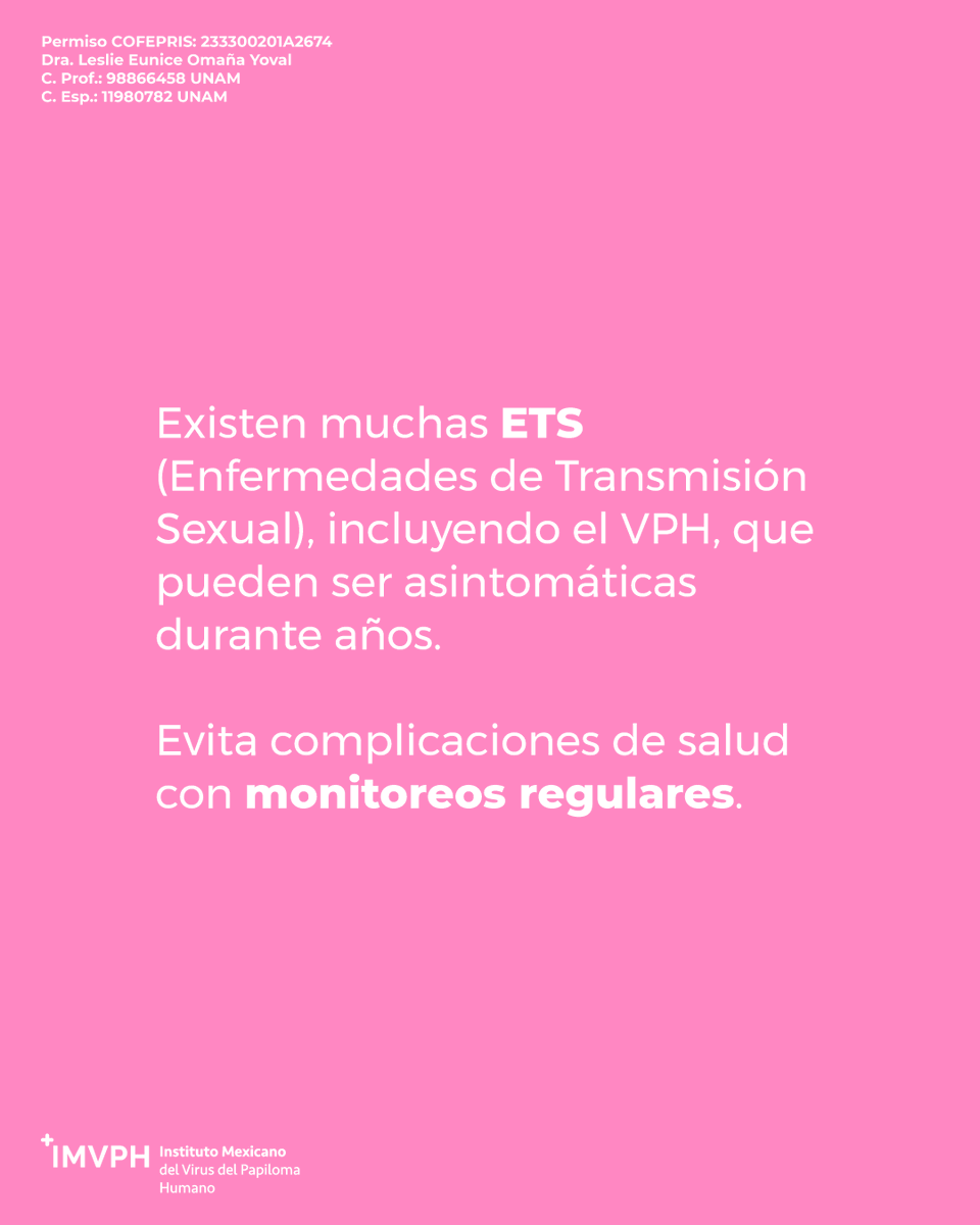 mexicano_del's tweet photo. Muchas infecciones no causan síntomas. Estas pueden dañar tus órganos reproductivos y transmitirse.

Atiéndete con los expertos - https://t.co/00n2qyUmvj 

Permiso COFEPRIS: 233300201A2674
Dra. Leslie Eunice Omaña Yoval
C. Prof.: 98866458 UNAM
C. Esp.: 11980782 UNAM https://t.co/9UCSVnAYAd