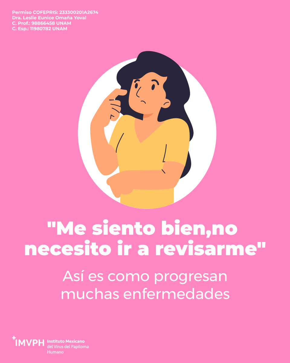 mexicano_del's tweet photo. Muchas infecciones no causan síntomas. Estas pueden dañar tus órganos reproductivos y transmitirse.

Atiéndete con los expertos - https://t.co/00n2qyUmvj 

Permiso COFEPRIS: 233300201A2674
Dra. Leslie Eunice Omaña Yoval
C. Prof.: 98866458 UNAM
C. Esp.: 11980782 UNAM https://t.co/9UCSVnAYAd