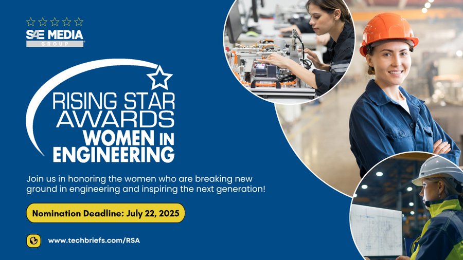AUVSI's tweet image. There are just a few days left to nominate an exceptional early-career woman engineer for the Rising Star Awards.
Recognize a colleague or nominate yourself before the July 22 deadline: techbriefs.com/component/cont…
#RisingStarAwards